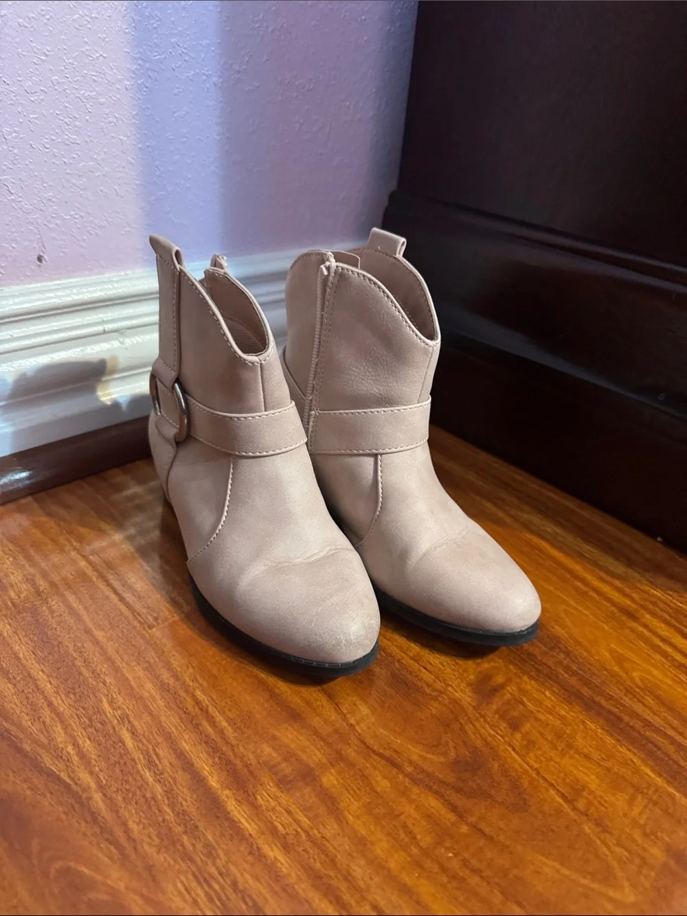 The Children's Place Beige Ankle Boots with Buckle Strap